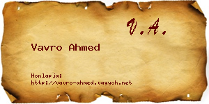 Vavro Ahmed névjegykártya